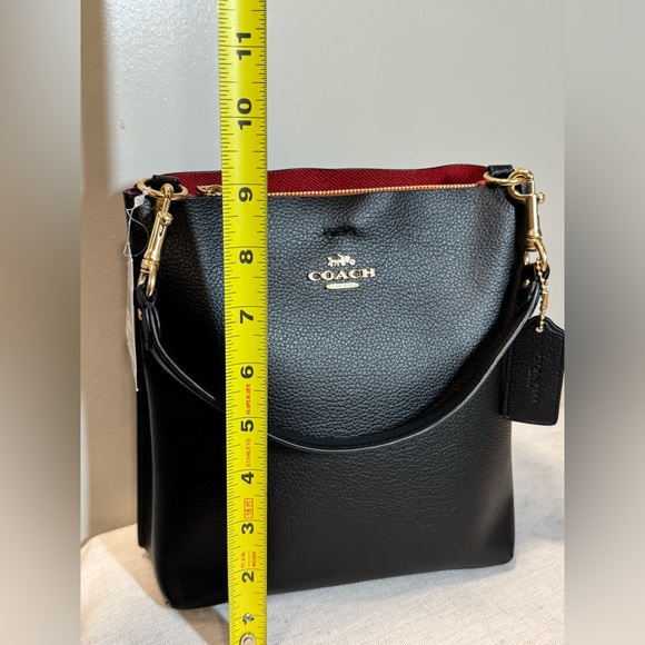 Coach Mollie Bucket 22 Black and Red Leather Bag - Picture 9 of 11